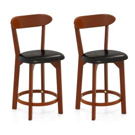 VAEN Bar Stool Set of 2 with Curved Backrest and Footrest-24 Inches