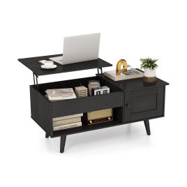 Lift Top Coffee Table with Storage Living Room Table with Hidden Compartment-Black
