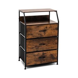 KILLEEN Brown Fabric Chest of Drawers - Medium-sized, 3 Drawers