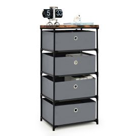 Grey Chest of Drawers - LENNOX Tallboy Small Chest  4 Drawers