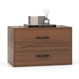 HALDENOR Stackable 2-Drawer Dresser with Anti-scratch Pads and Anti-tipping Devices-Walnut