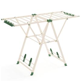 LULONO Clothes Drying Rack Foldable Laundry Drying Rack with 16 Drying Rails-Beige