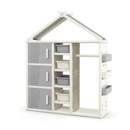 SICACA Kids Costume Storage Closet with Storage Bin-Grey