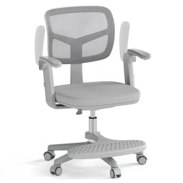 DAVREN Kids Desk Chair Children Study Chair with Adjustable Height Armrest and Footrest-Grey