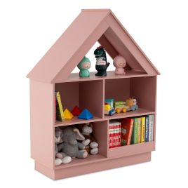 ALURA Kids Dollhouse Bookshelf with Anti-toppling Devices and 3-Tier Open Display Shelf for Toddlers-Pink