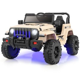 SOLBRAY 12V Kids Ride on Truck with 2.4G Parental Remote Control and Music-Khaki