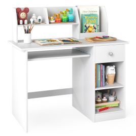 DRAVENTON Kids Study Desk Multifunctional Student Desk-White