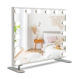 Vanity Mirror - Hollywood Vanity Mirror with with 3 Color Lighting Modes for Tabletop-White