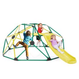 Geometric Dome Climber and Play Set with Slide for Outdoor - Green