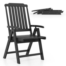 MYLYOV Foldable Patio Chair All-Weather HDPE Outdoor Dining Chair with Armrest-Grey
