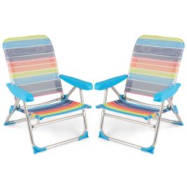 INCA 2 Pack Foldable Beach Chair with Armrests and Carry Strap-Colourful-M