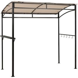 Garden Gazebo - 7 Feet Grill Gazebo with Serving Shelf and Storage Hooks-Beige