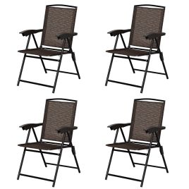 Garden Chair - Set of 4 Patio Folding Chairs Portable Garden Armchairs Adjustable
