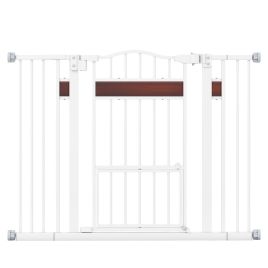 MORLIX Extra Wide Walk Through Pet Gate for 74-104 cm Openings-White