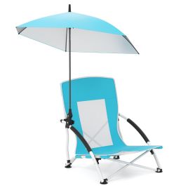 OVIV Portable Beach Umbrella Chair with Adjustable Parasol-Blue