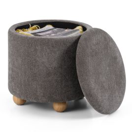 YLORA 45cm Storage Ottoman with Removable Lid-Grey