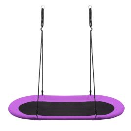 NARLIX 150 cm Oval Swing with Height-Adjustable Rope for Outdoor Indoor-Purple