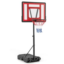Basketball Hoop - Swimming Pool Basketball Hoop Adjustable with Fillable Base and Wheels-Red