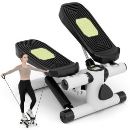 NORWYNOR Mini Stepper for Workout Portable Hydraulic Stepper with Resistance Bands-White