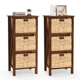 ELDRITH Set of 2 Household Storage Drawers Baskets-Walnut-3-Tier