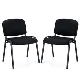 Set of 2 Waiting Room Chairs Stackable Reception Guest Chairs-Black