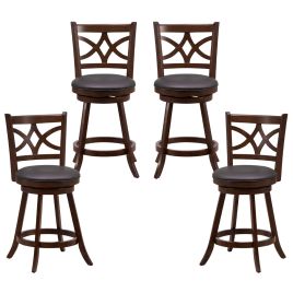WIVENA Set of 4 Swivel Bar Stools with Backrest & Footrest-61cm