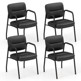 IVEN Set of 4 Waiting Room Chairs with Integrated Armrests No Wheels-Black