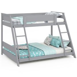 TOLMERE Single Over Double Bunk Bed with Ladders and Safety Guardrails-Grey