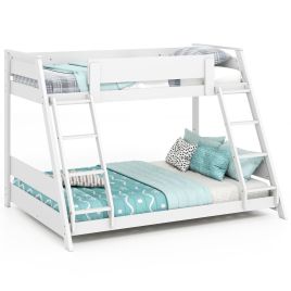 TOLMERE Single Over Double Bunk Bed with Ladders and Safety Guardrails-White