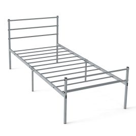 VVION Single Size Modern Bed Frame with Metal Slat Support-Silver