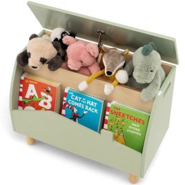 RETY Kids Toy Box with Safety Hinge for Playroom-Green