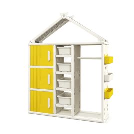 SICACA Kids Costume Storage Closet with Storage Bin-Yellow