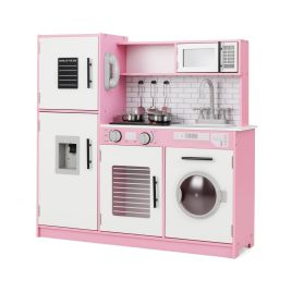 CARILU Play Kitchen Toy Set with Oven and Washing Machine for Aged 3+ Years Old-Pink