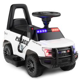 6V Kids Ride On Police Car with Side Megaphone - White
