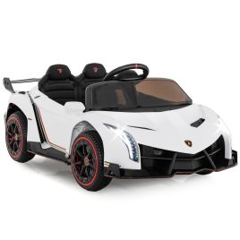 TAMO 4WD Kids Ride On Sports Car Lamborghini with Taillights-White