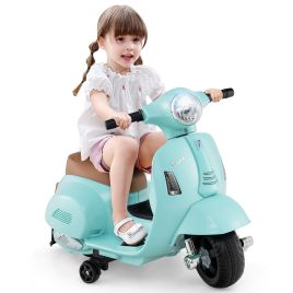 ENTY 6V Kids Ride on Motorcycle Vespa Licensed with Lights and Horn Sound-Green