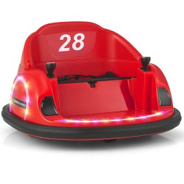 MYZO 12V Kids Ride on Bumper Car with Flashing Lights and Remote Control-Red