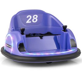 MYZO 12V Kids Ride on Bumper Car with Flashing Lights and Remote Control-Purple