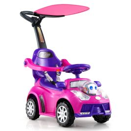 TACA 3-in-1 Push Car for Toddler Sliding Car with Seat Belt and Canopy-Pink