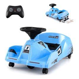 SOLRIS 12V Electric Cleaning Go Kart Ride on Race Car with Detachable Mop-Blue