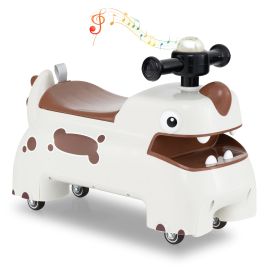 ULWICK Toddler Ride on Toy with Under Seat Storage with Music and Lights-White