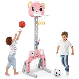 3 IN 1 Kids Basketball Hoop and Stand Set - Pink