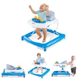 GLOWSORA Toddler Activity Center Push Walker with 3 Adjustable Heights-Blue