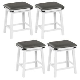 WLOR Set of 4 Backless Bar Stools with PU Seat-White