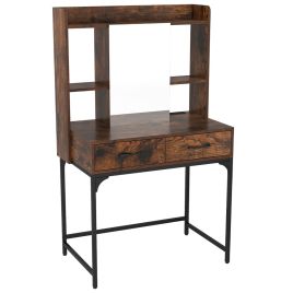 TORCRESTOR Vanity Desk with Mirror and Stool Wide Makeup Dressing Table-Rustic Brown