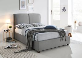 Double Bed - OMEGA 4ft6 Fabric Bed Light Grey