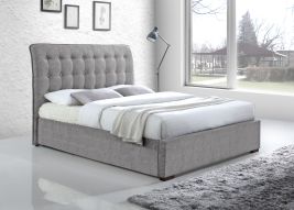 Double Bed - HAMVISTA 4ft6 Fabric Bed Light Grey