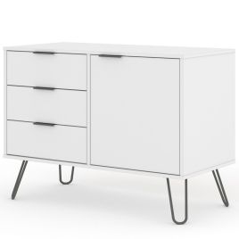 Augusta White Small Sideboard with 1 Door 3 Drawers