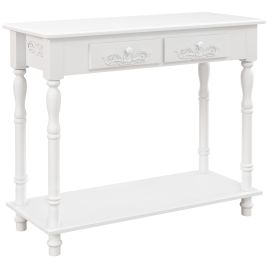 Console Table Modern Sofa Side Desk with Storage Shelves Drawers for Living Room Entryway Bedroom White