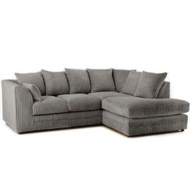 MONA Jumbo Cord 4 Seater L Shaped - Right Hand Facing Corner Sofa - Grey